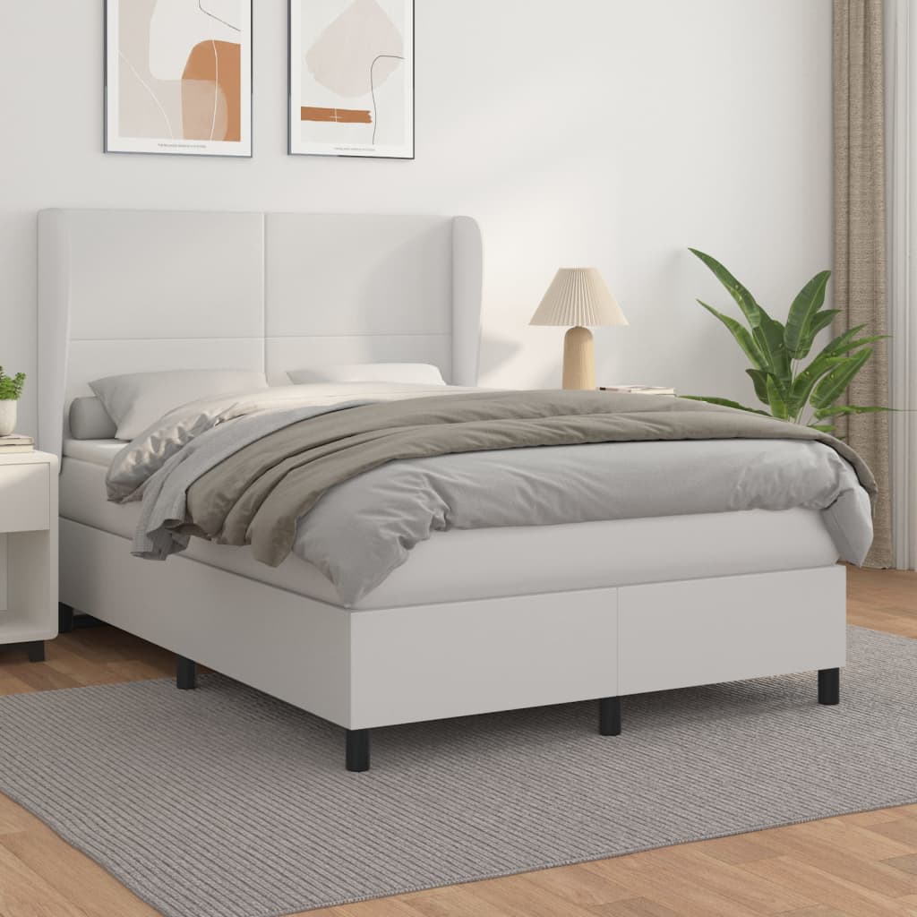 Boxspringbett Mit Matratze Kunstleder Weiß