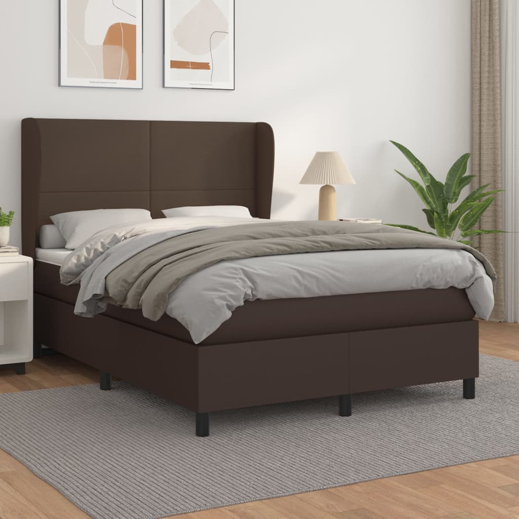 Boxspringbett Mit Matratze Kunstleder Braun