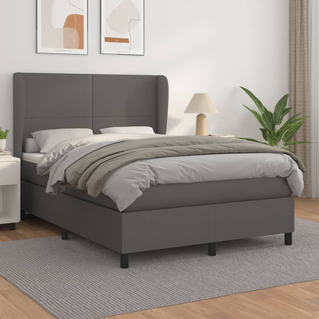 Boxspringbett Mit Matratze Kunstleder Grau
