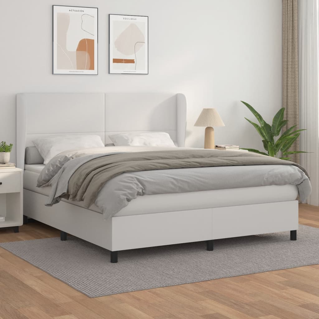 Boxspringbett Mit Matratze Kunstleder Weiß