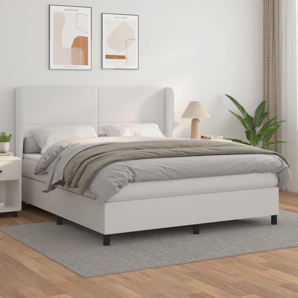 Boxspringbett Mit Matratze Kunstleder Weiß