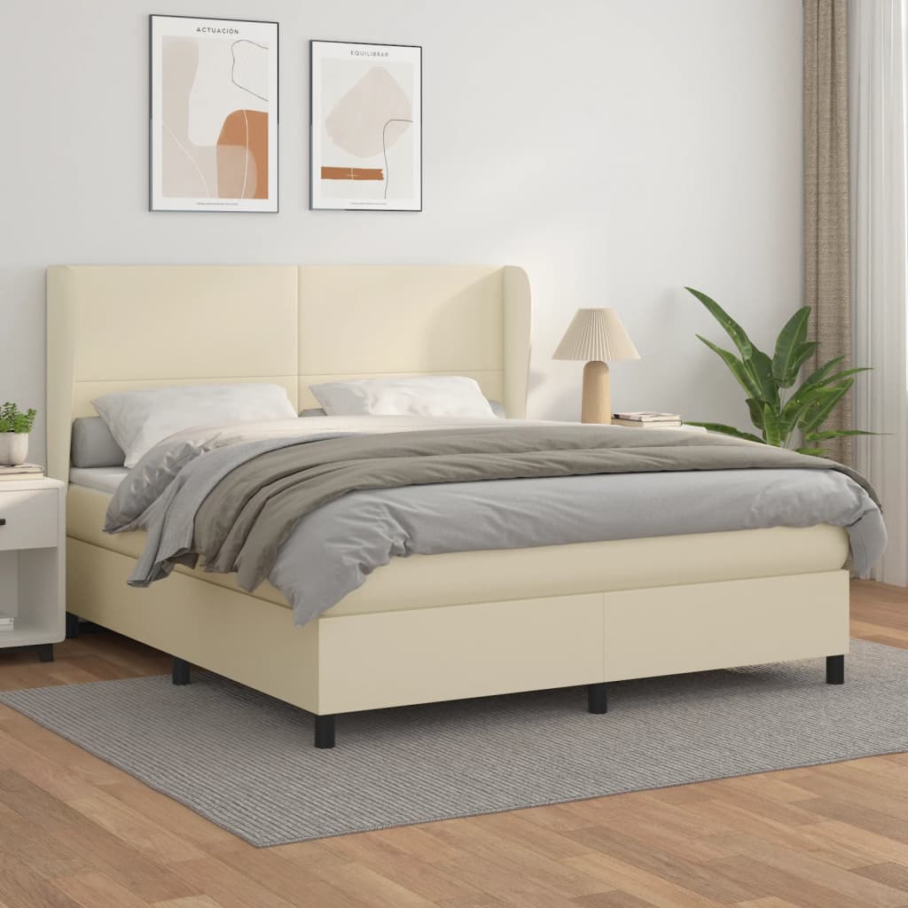 Boxspringbett Mit Matratze Kunstleder Creme