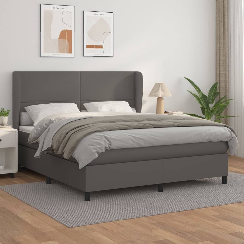 Boxspringbett Mit Matratze Kunstleder Grau