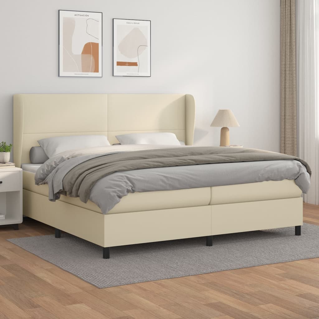 Boxspringbett Mit Matratze Kunstleder Creme