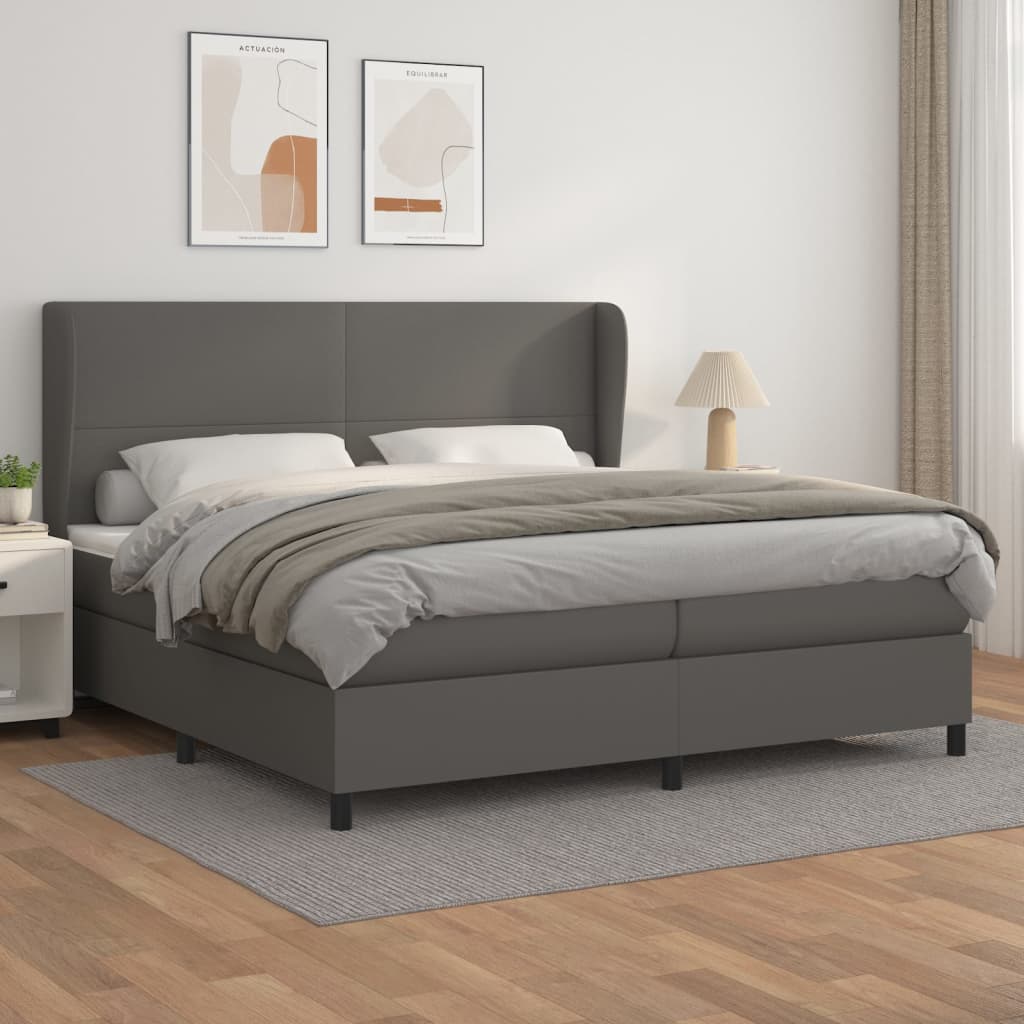 Boxspringbett Mit Matratze Kunstleder Grau