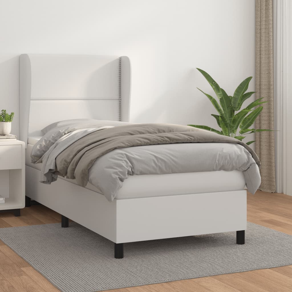Boxspringbett Mit Matratze Kunstleder Weiß