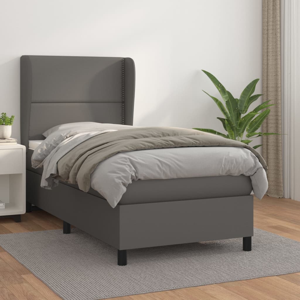 Boxspringbett Mit Matratze Kunstleder Grau