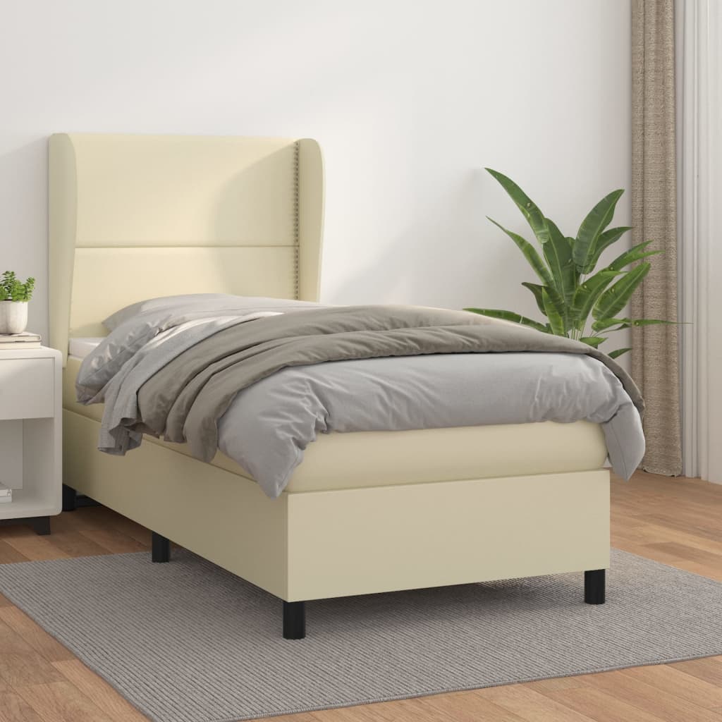 Boxspringbett Mit Matratze Kunstleder Creme