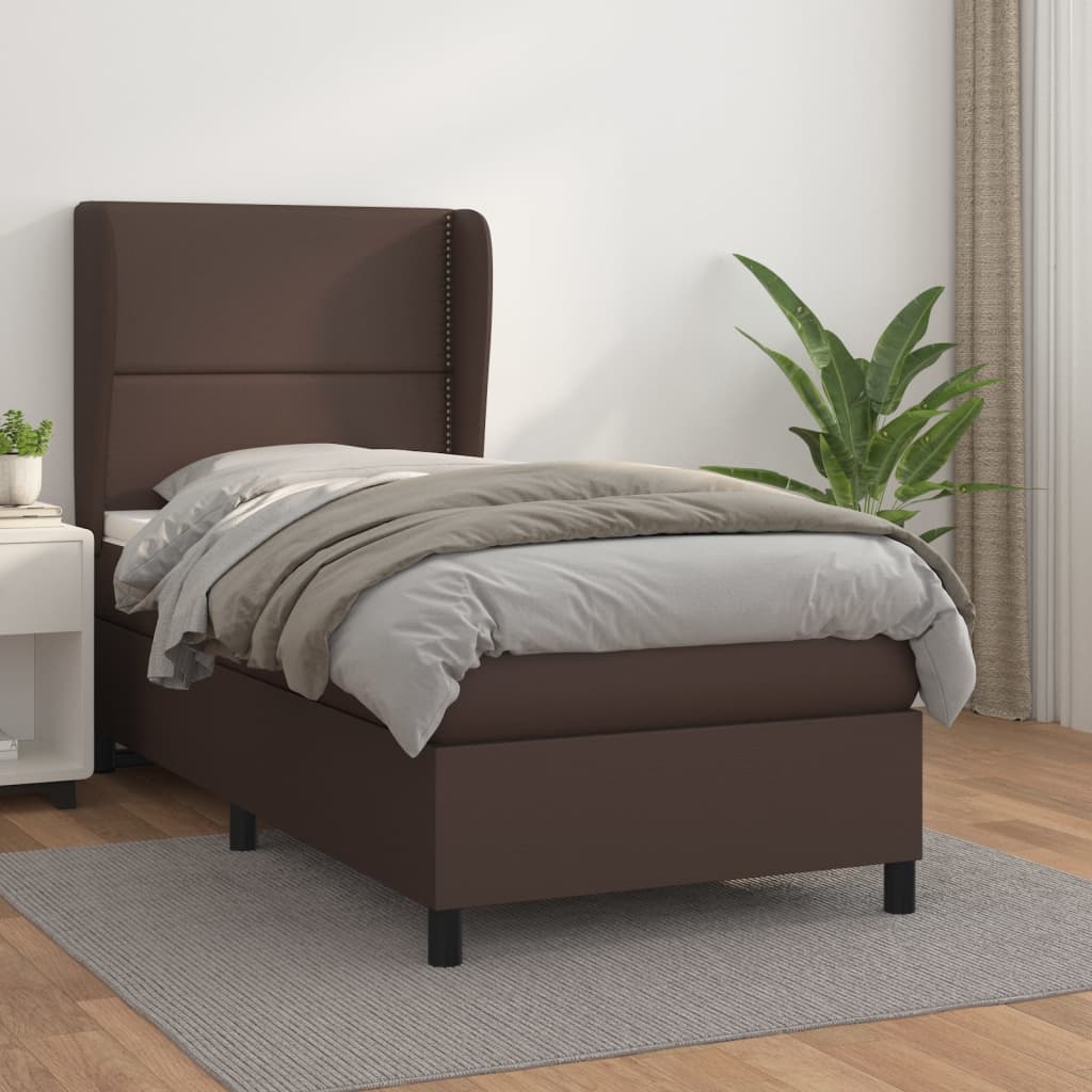 Boxspringbett Mit Matratze Kunstleder Braun