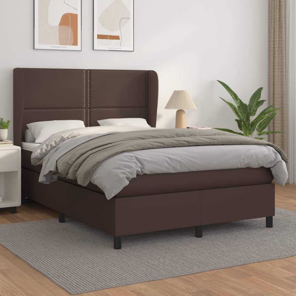 Boxspringbett Mit Matratze Kunstleder Braun