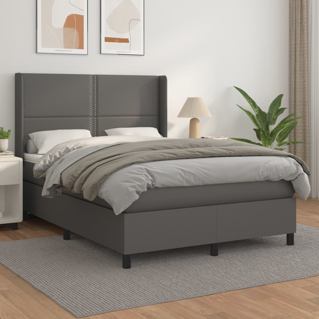 Boxspringbett Mit Matratze Kunstleder Grau