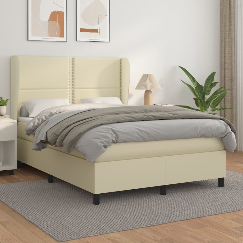 Boxspringbett Mit Matratze Kunstleder Creme