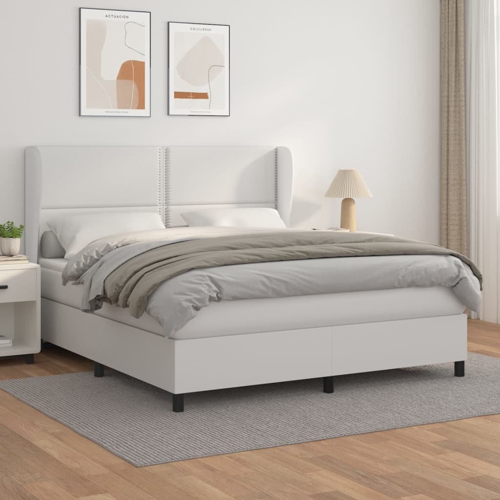 Boxspringbett Mit Matratze Kunstleder Weiß