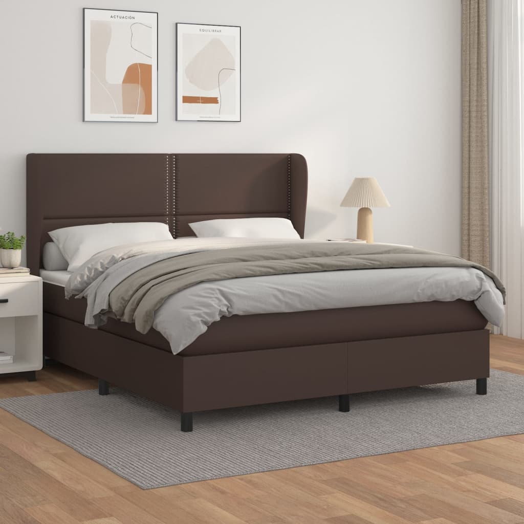 Boxspringbett Mit Matratze Kunstleder Braun