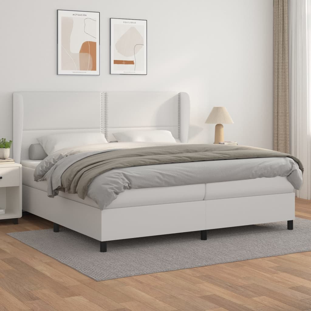 Boxspringbett Mit Matratze Kunstleder Weiß