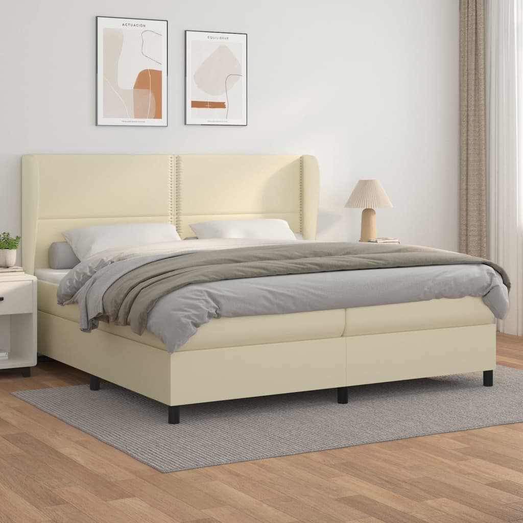 Boxspringbett Mit Matratze Kunstleder Creme