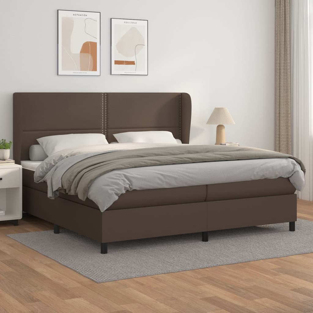Boxspringbett Mit Matratze Kunstleder Braun