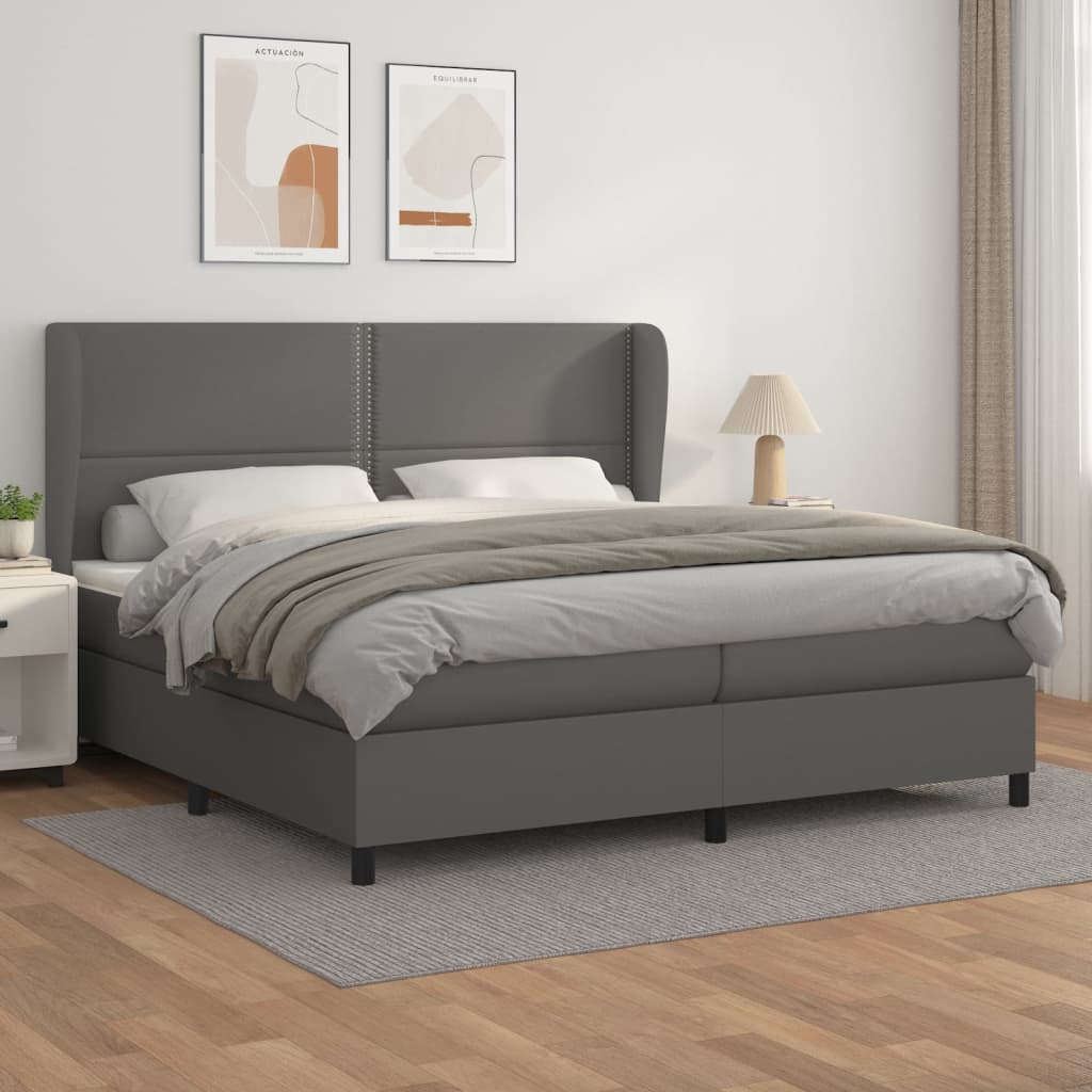 Boxspringbett Mit Matratze Kunstleder Grau