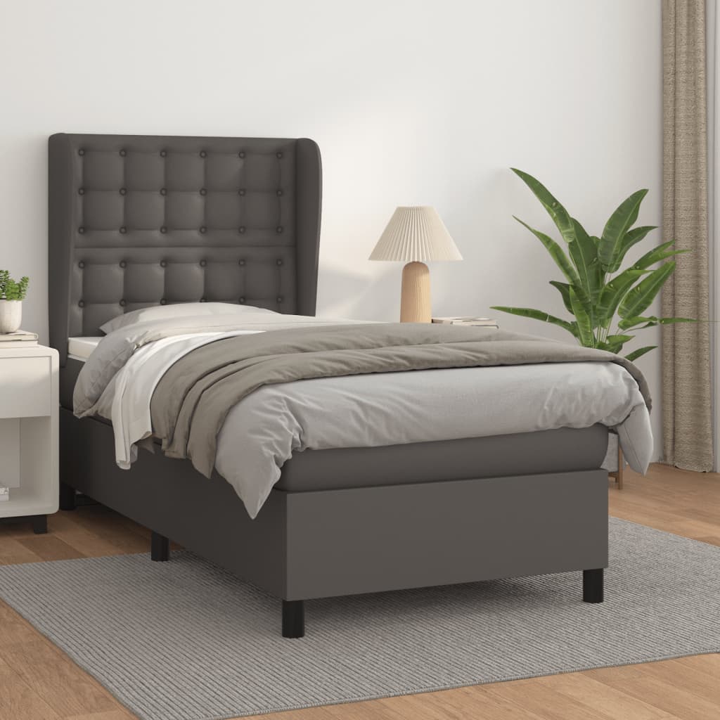Boxspringbett Mit Matratze Kunstleder Grau