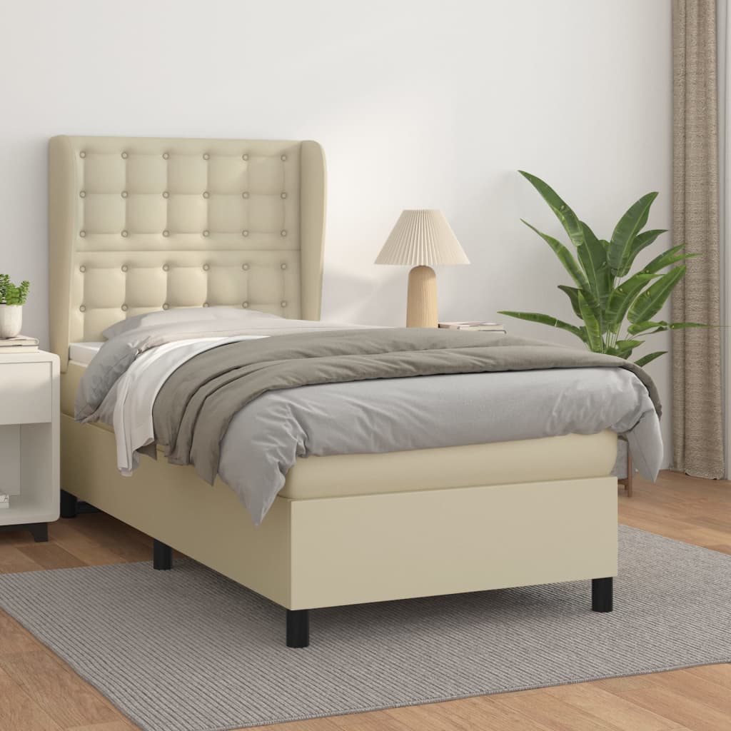 Boxspringbett Mit Matratze Kunstleder Creme