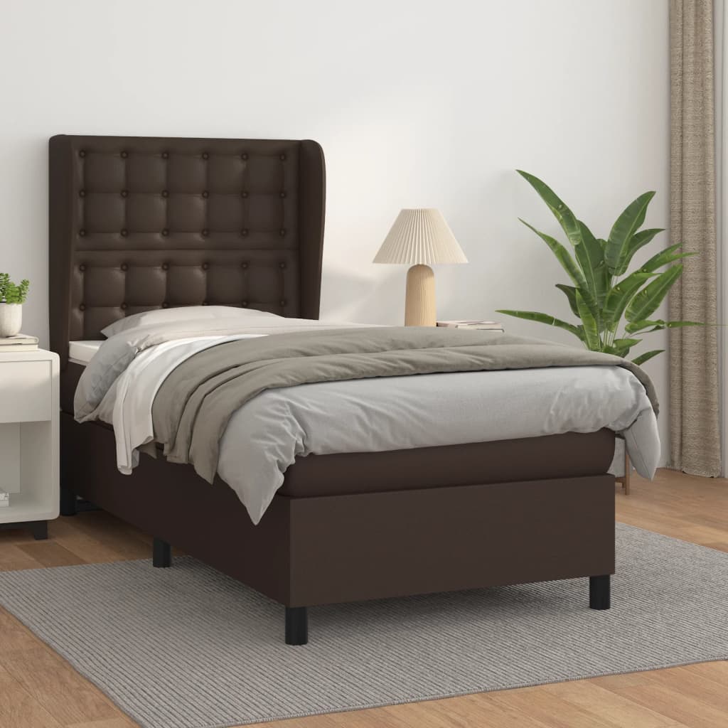 Boxspringbett Mit Matratze Kunstleder Braun