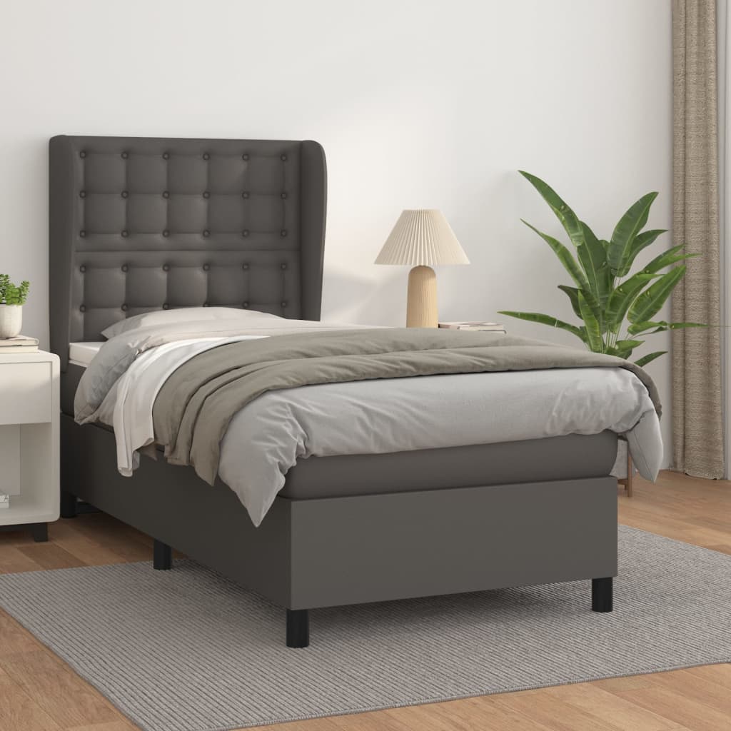 Boxspringbett Mit Matratze Kunstleder Grau