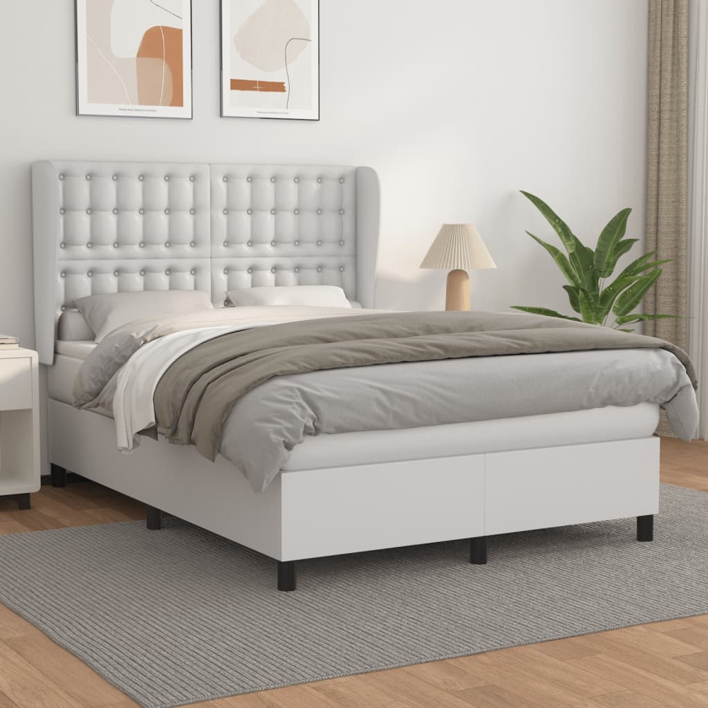 Boxspringbett Mit Matratze Kunstleder Weiß