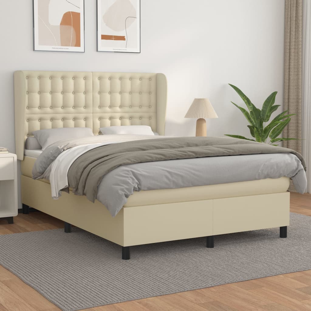 Boxspringbett Mit Matratze Kunstleder Creme