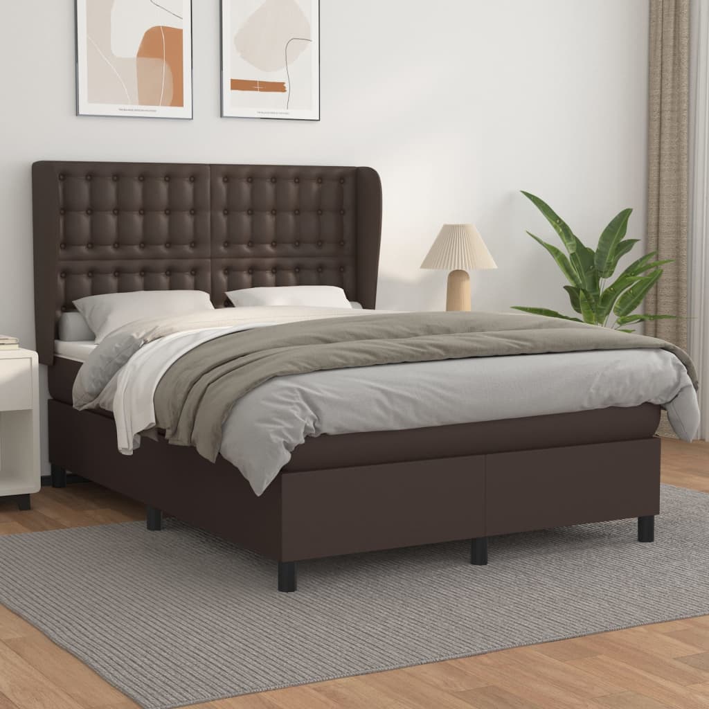 Boxspringbett Mit Matratze Kunstleder Braun