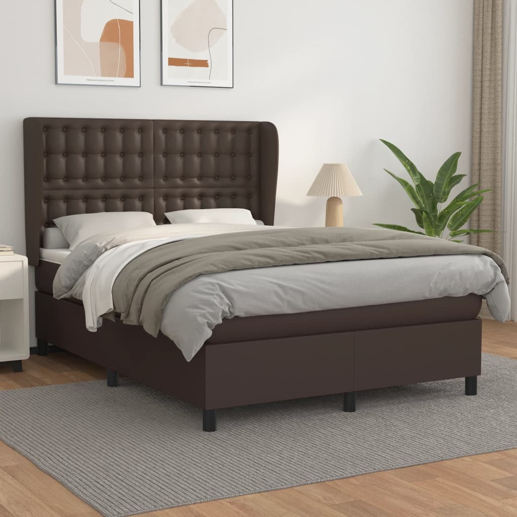Boxspringbett Mit Matratze Kunstleder Braun