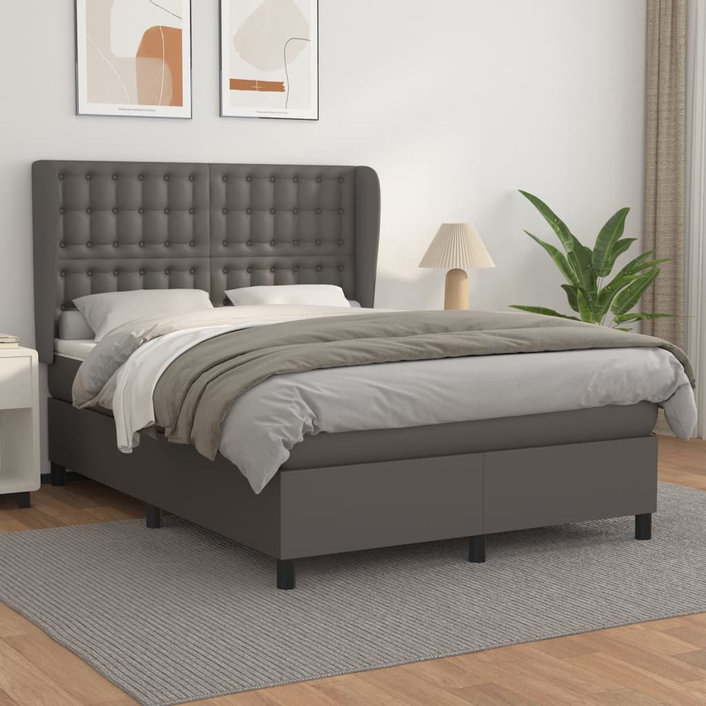 Boxspringbett Mit Matratze Kunstleder Grau