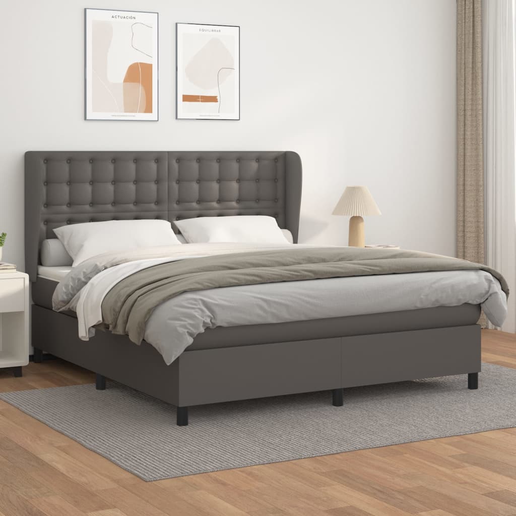 Boxspringbett Mit Matratze Kunstleder Grau