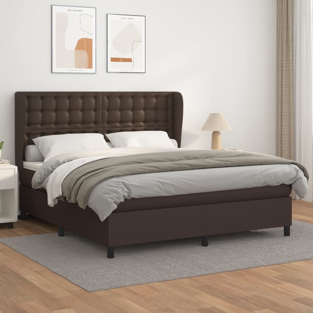 Boxspringbett Mit Matratze Kunstleder Braun