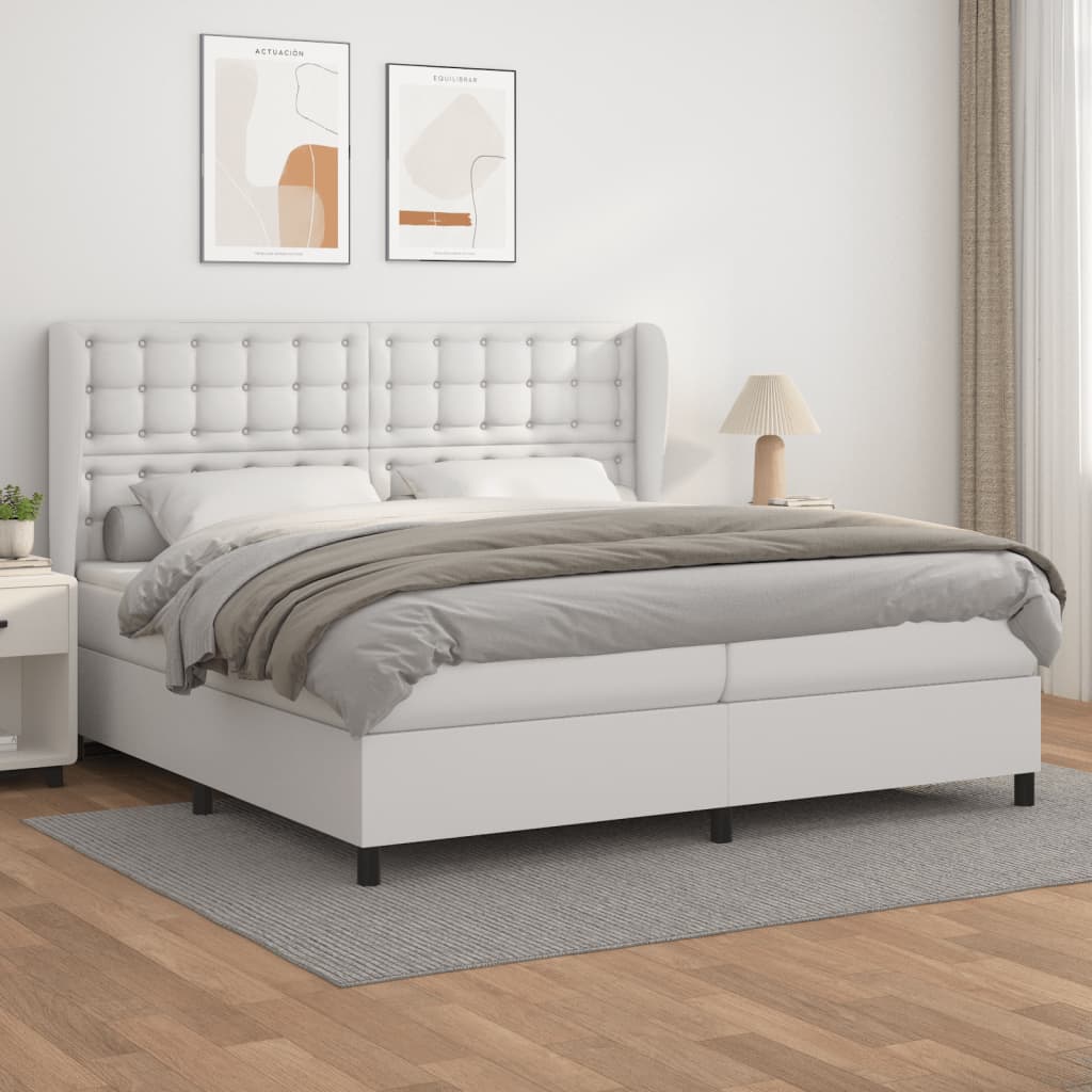 Boxspringbett Mit Matratze Kunstleder Weiß