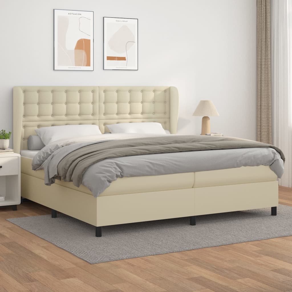 Boxspringbett Mit Matratze Kunstleder Creme