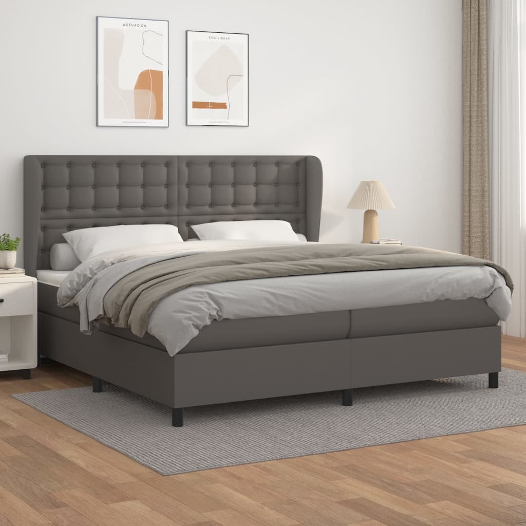 Boxspringbett Mit Matratze Kunstleder Grau