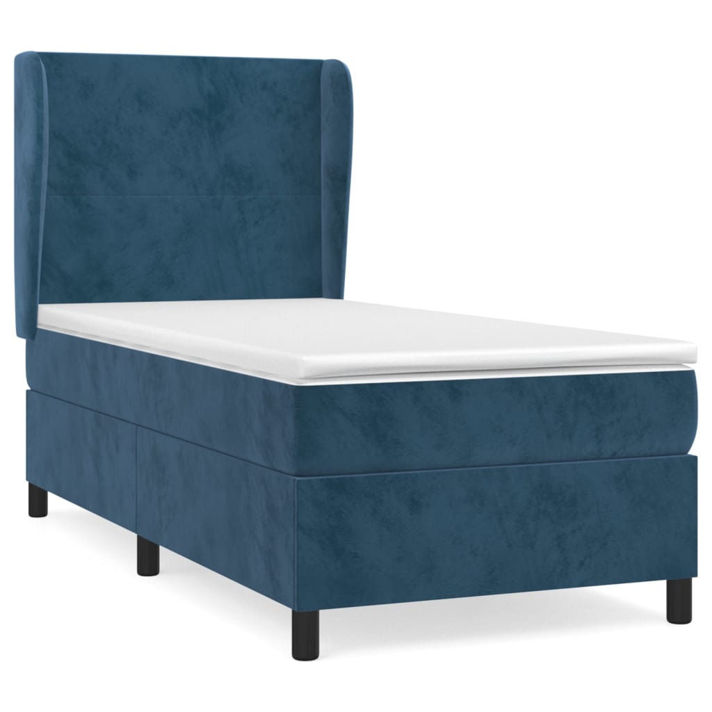 Boxspringbett Mit Matratze Samt Dunkelblau