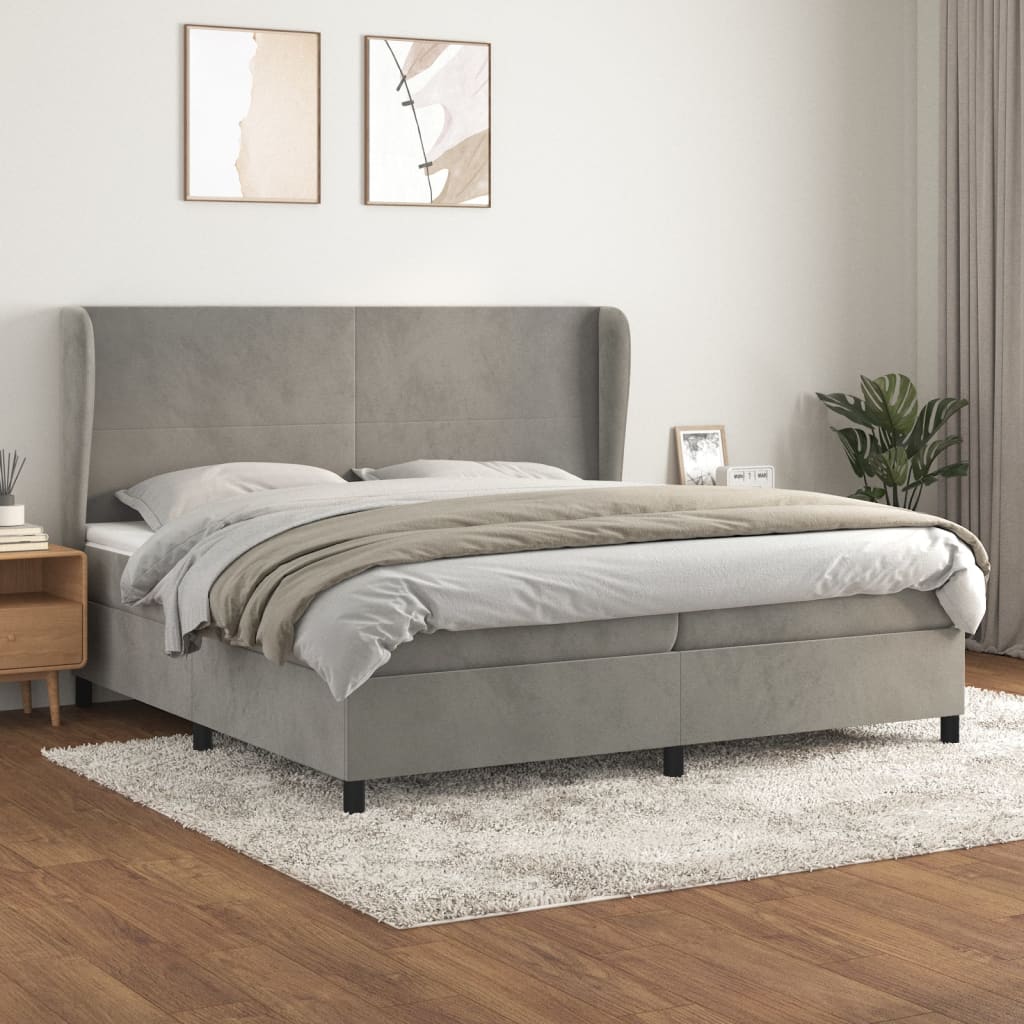 Boxspringbett Mit Matratze Samt Hellgrau