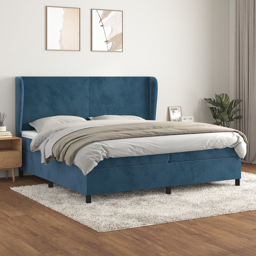 Boxspringbett Mit Matratze Samt Dunkelblau