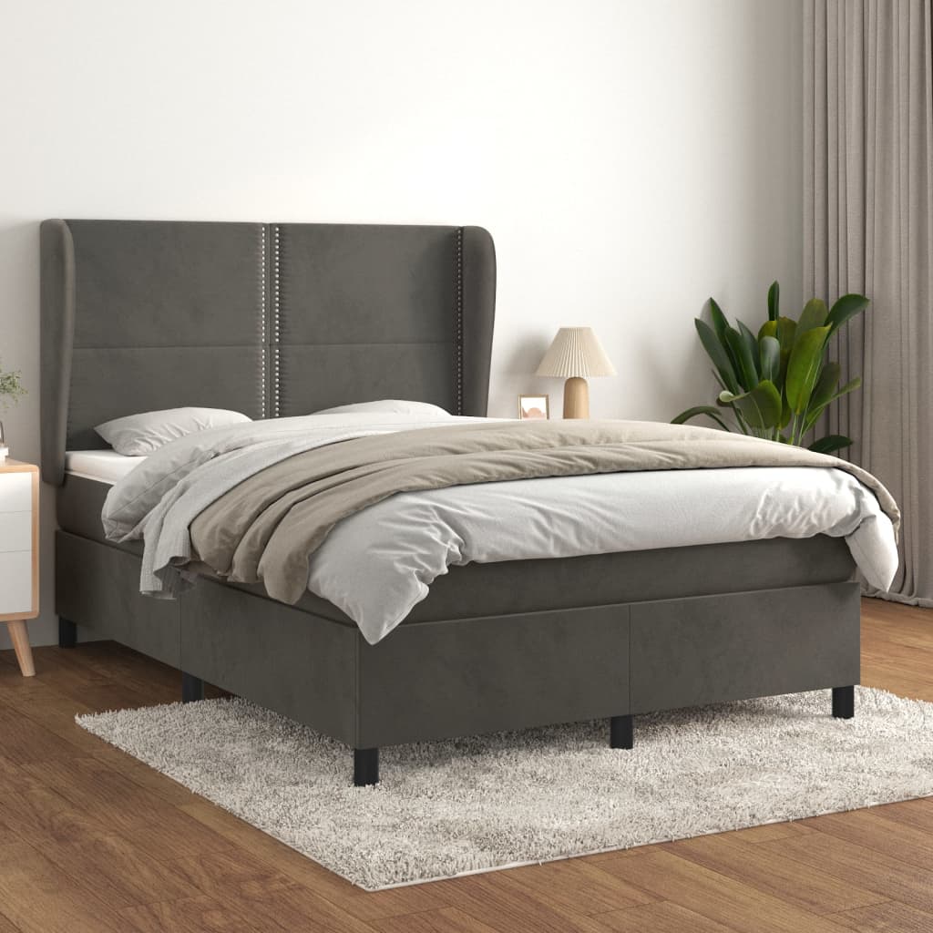 Boxspringbett Mit Matratze Samt Dunkelgrau