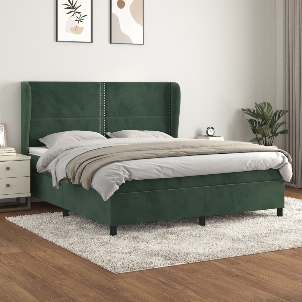Boxspringbett Mit Matratze Samt Dunkelgrün