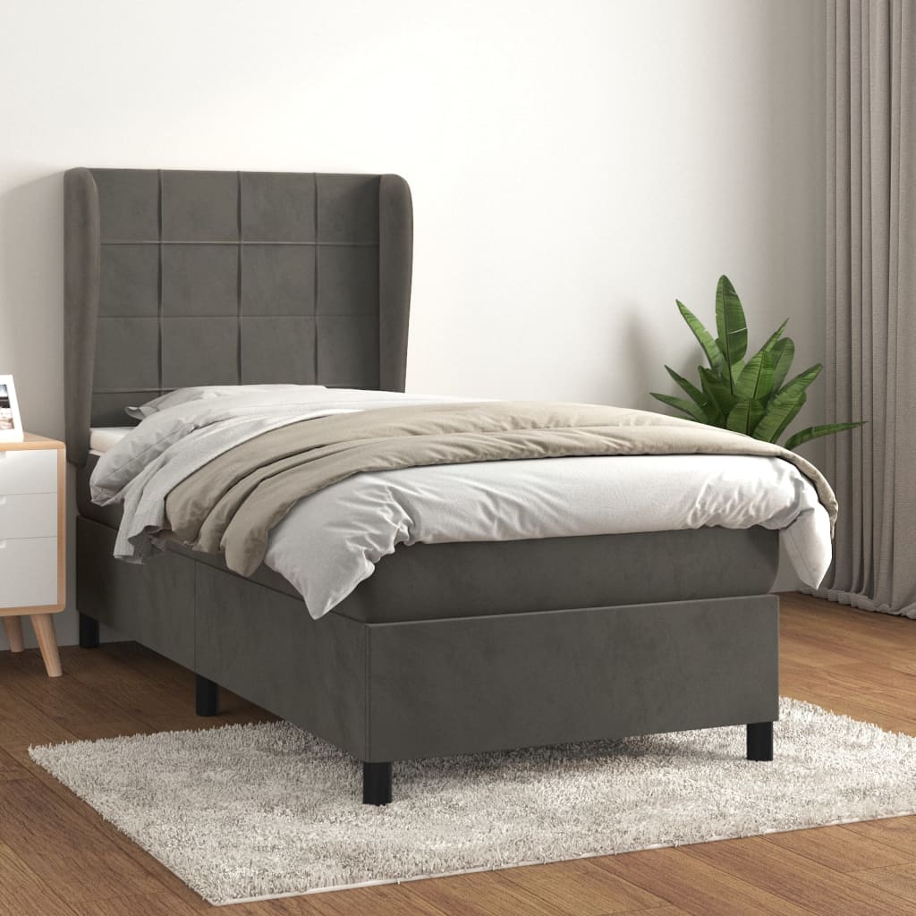 Boxspringbett Mit Matratze Samt Dunkelgrau