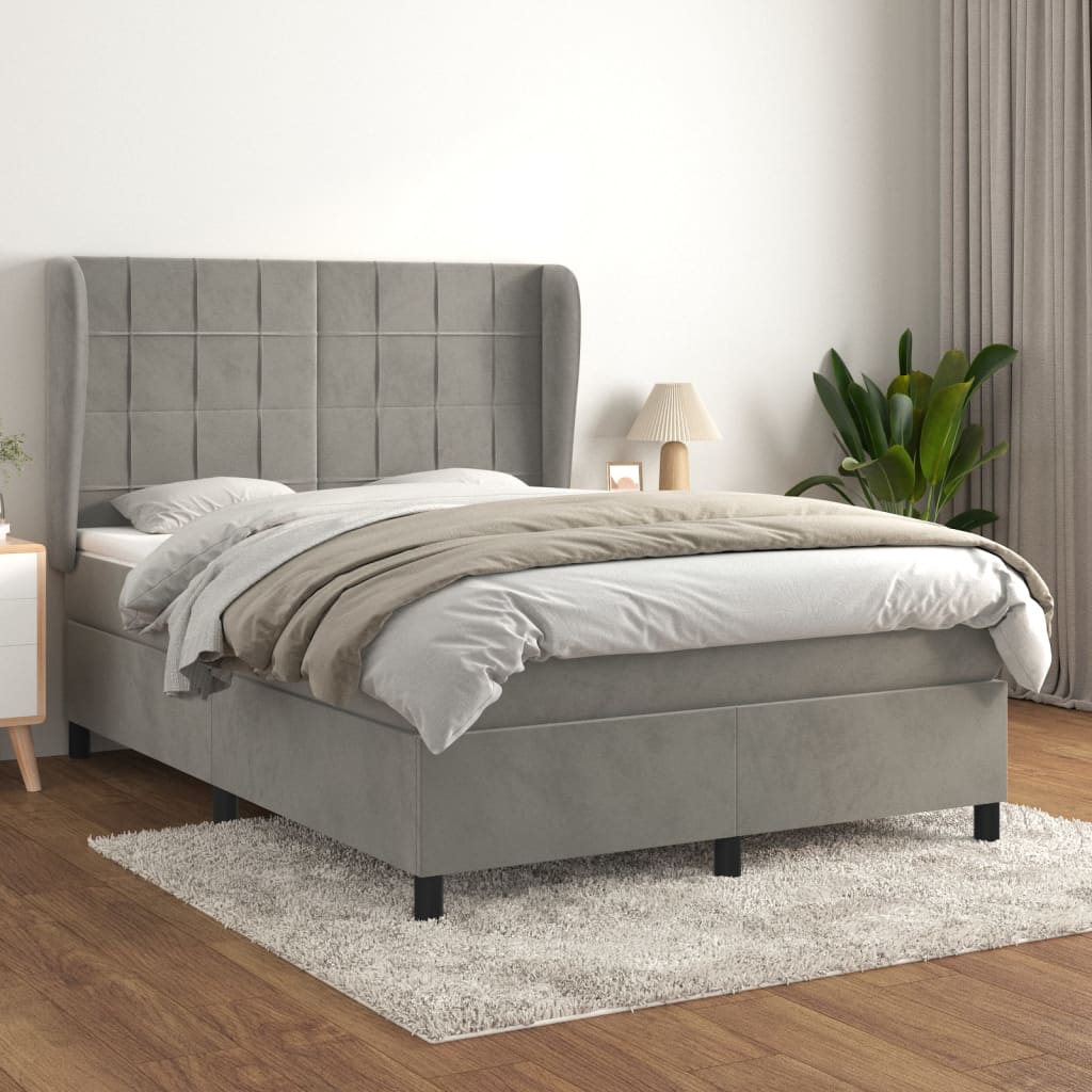Boxspringbett Mit Matratze Samt Hellgrau