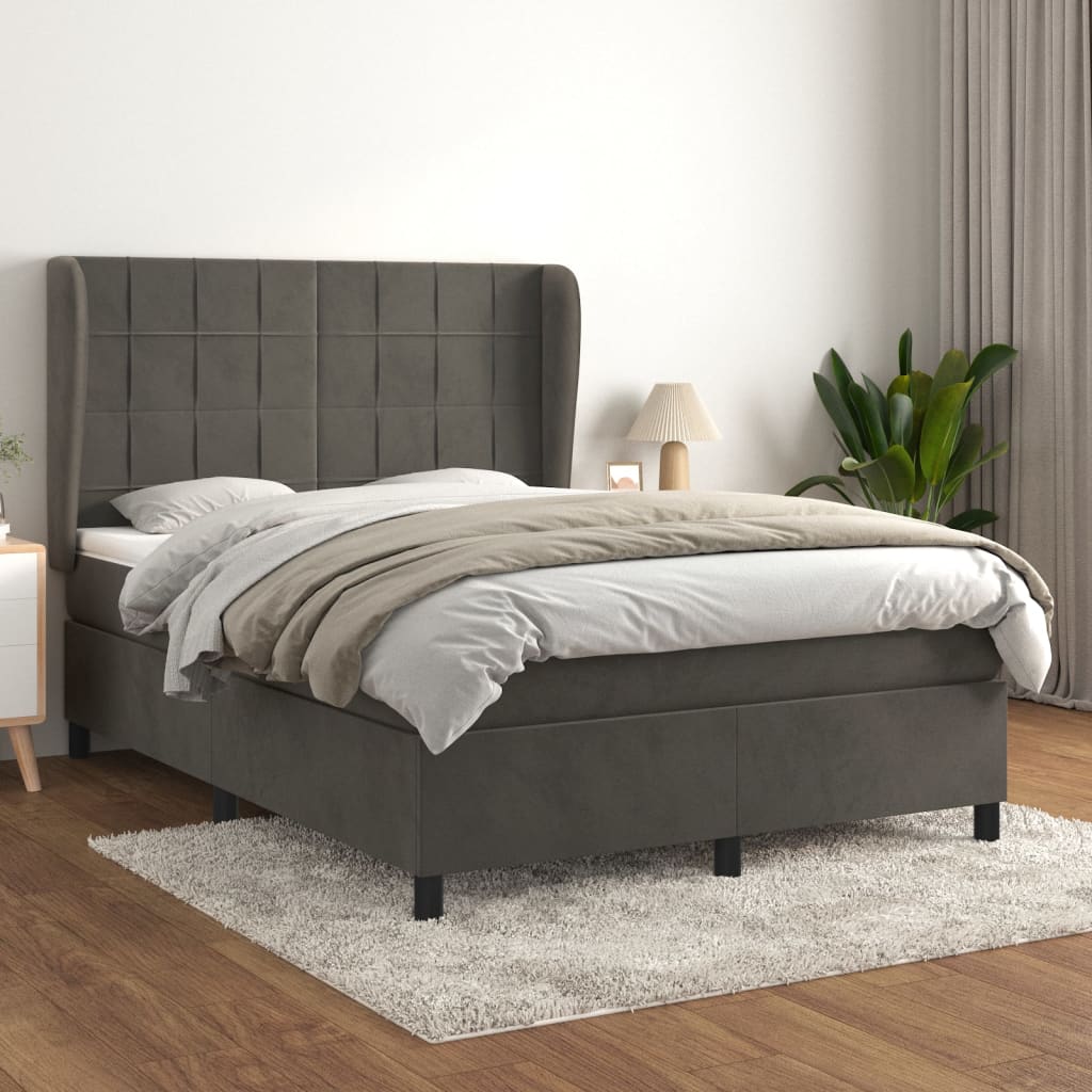 Boxspringbett Mit Matratze Samt Dunkelgrau