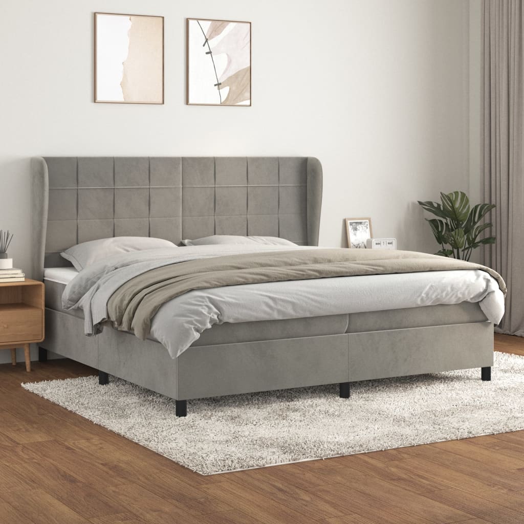 Boxspringbett Mit Matratze Samt Hellgrau