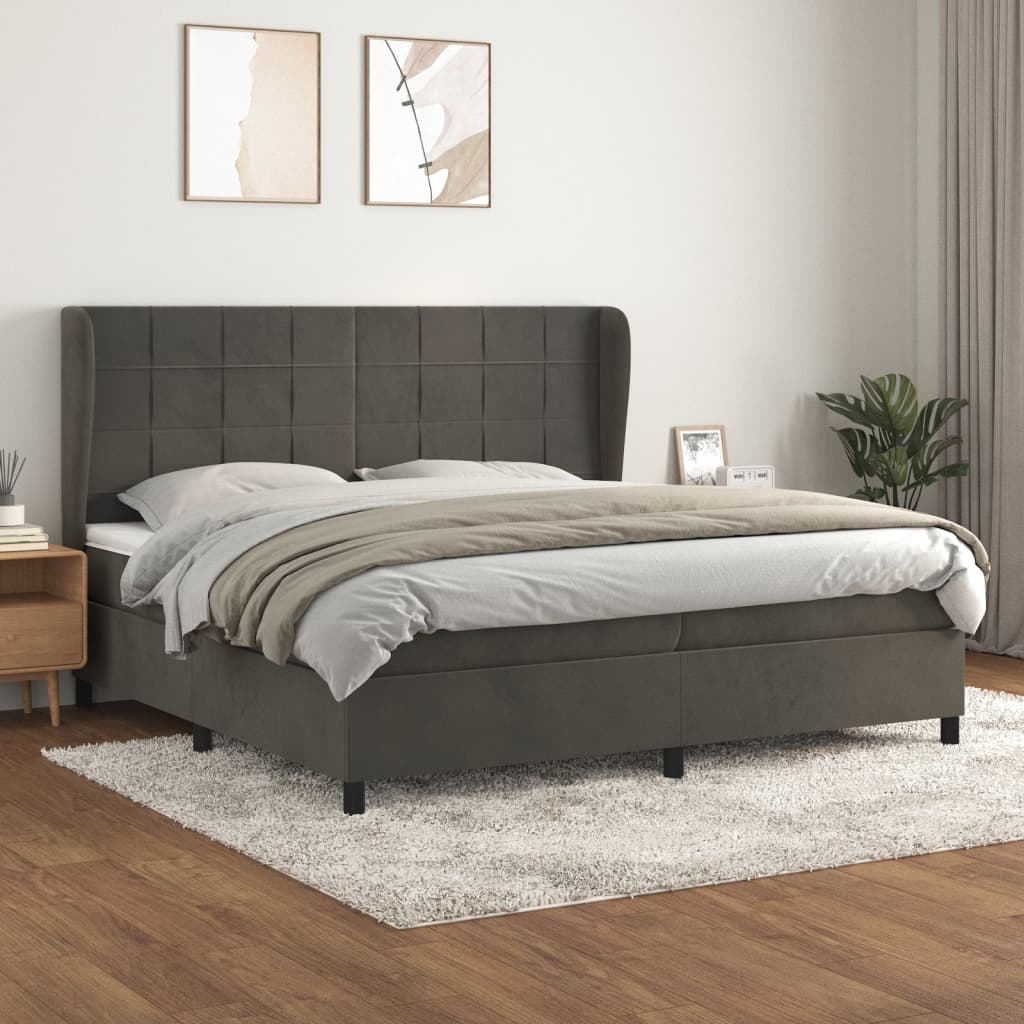 Boxspringbett Mit Matratze Samt Dunkelgrau