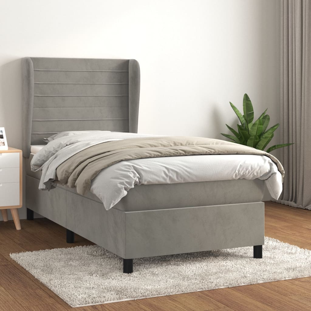 Boxspringbett Mit Matratze Samt Hellgrau