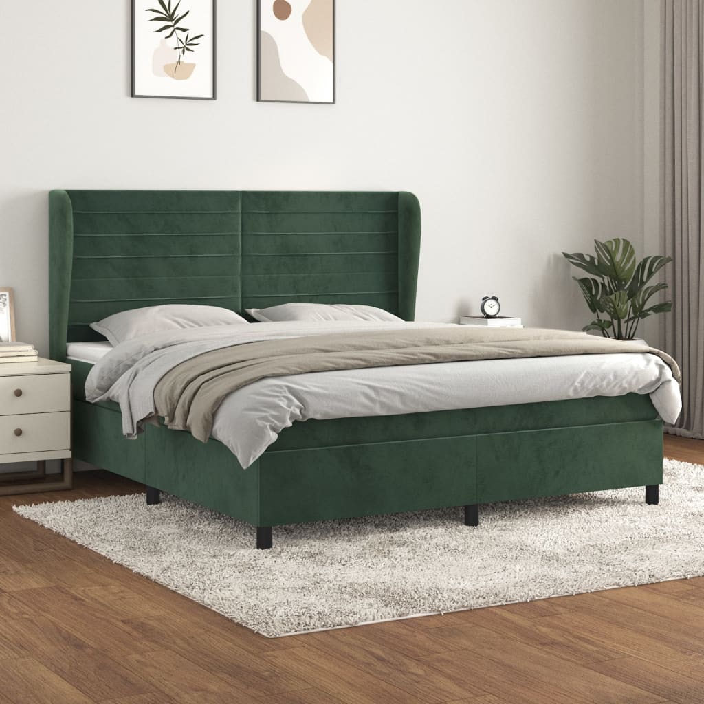 Boxspringbett Mit Matratze Samt Dunkelgrün