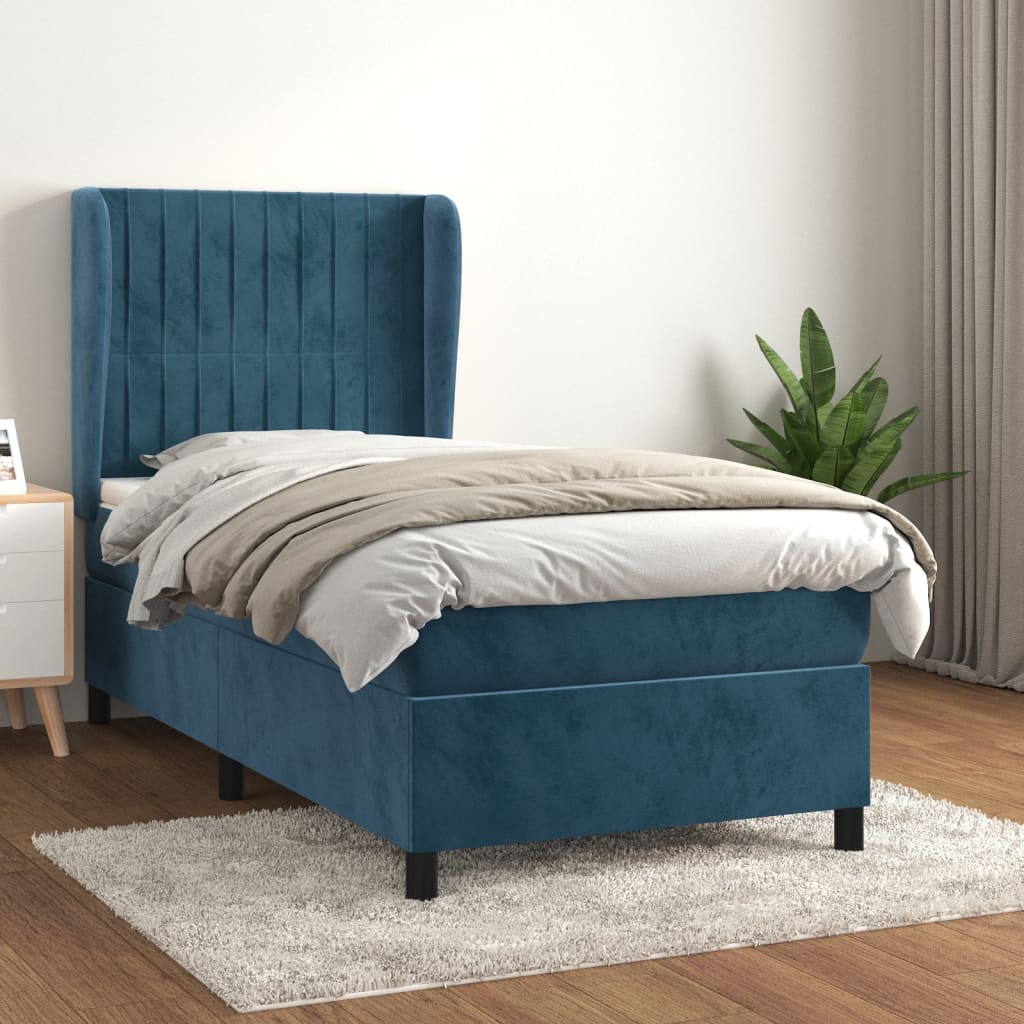 Boxspringbett Mit Matratze Samt Dunkelblau