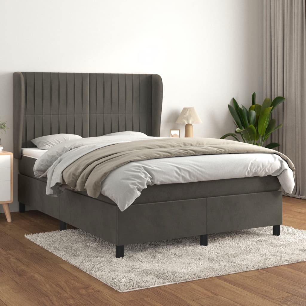 Boxspringbett Mit Matratze Samt Dunkelgrau